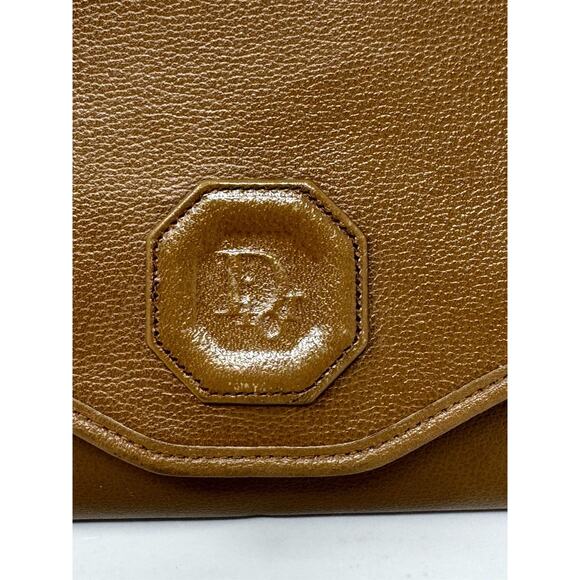 Vtg Christian Dior Leather Shoulder Bag Classic Brown Purse Thin Strap Dior Logo - Picture 8 of 15